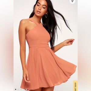 *NEW* Lulus Forevermore Rusty Rose Skater Dress